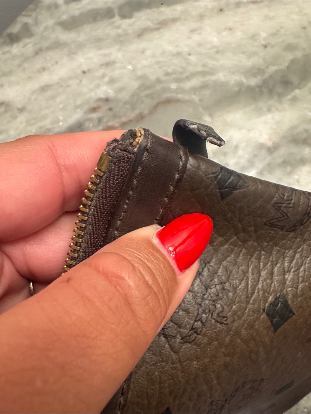 MCM Brown Leather Zip Pouch - Picture 3 of 3